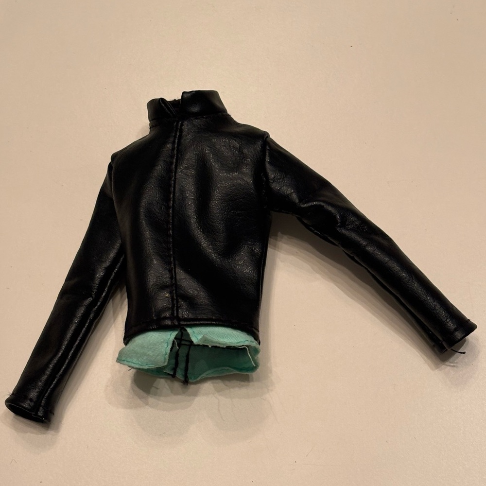 monster high Black Leather Doll Jacket with Mint Lining